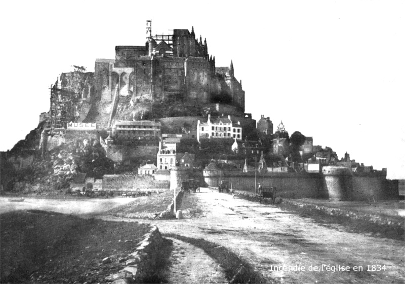 Incendie de l'glise du Mont-Saint-Michel en 1834.