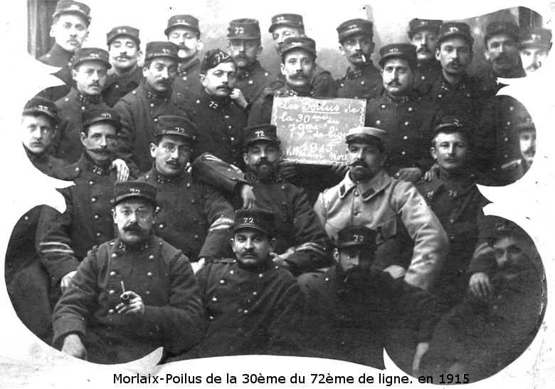 Poilus de Morlaix de la 72eme de ligne en 1915 (Bretagne).