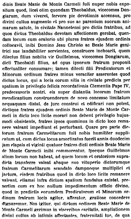 Fondation des Carmes  Nantes (Bulles papales, partie 3)
