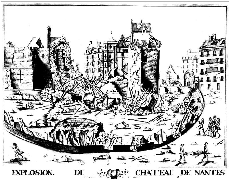 Explosion au chteau de Nantes en 1800.