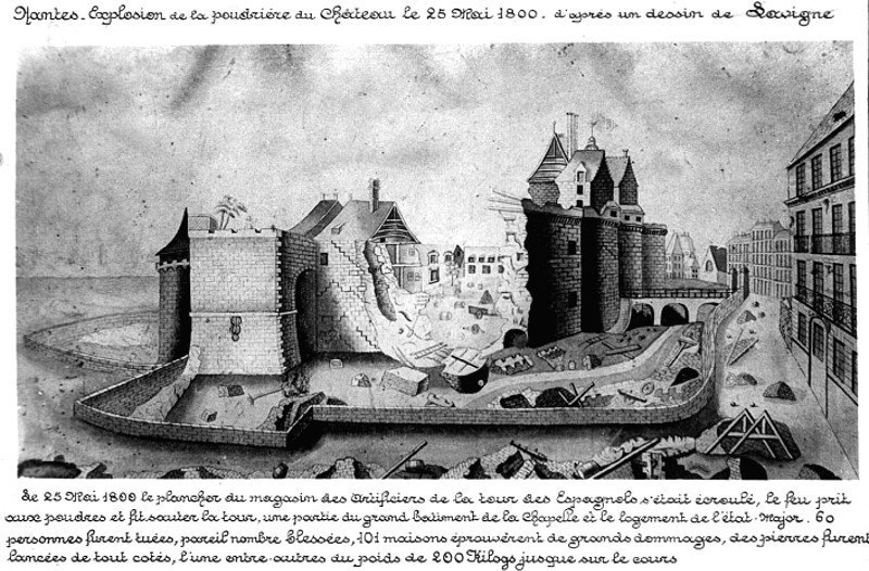 Explosion au chteau de Nantes en 1800.