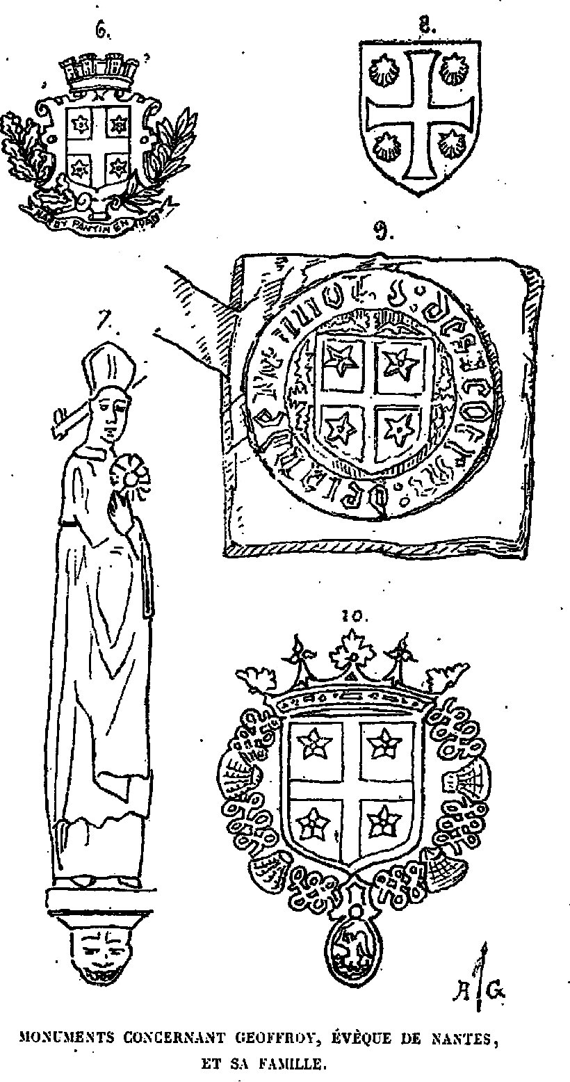 Planche II concernant l'vque Geoffroy (1198-1213) de Nantes.