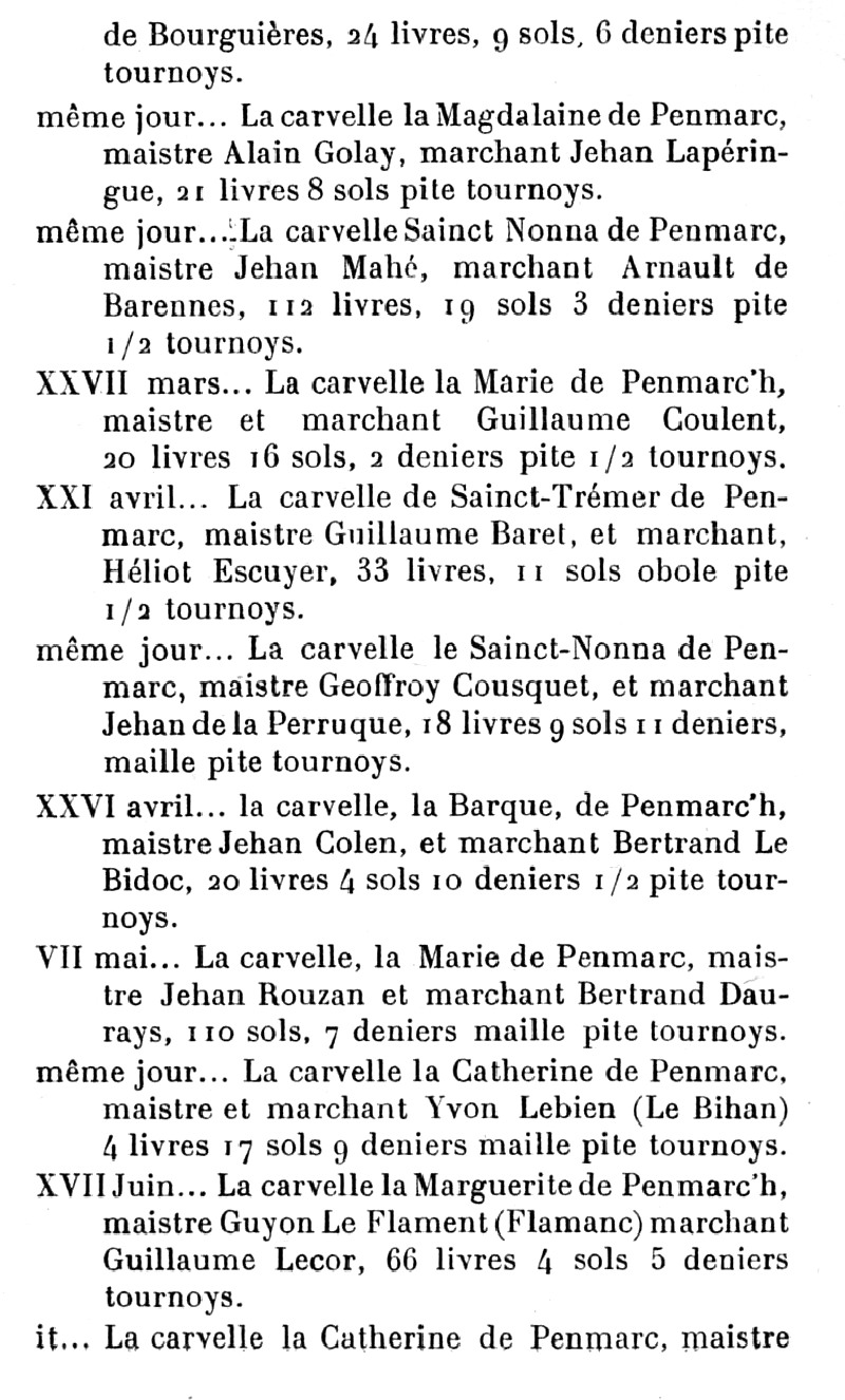 Registres Comptabilit de Bordeaux 1482-1483 (bateaux de Penmarch - liste n3).