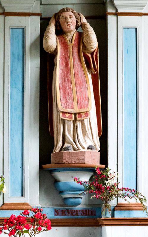 Plestin-les-Grèves (Bretagne) : statue de la chapelle de Saint Haran (ou Saint-Garan).
