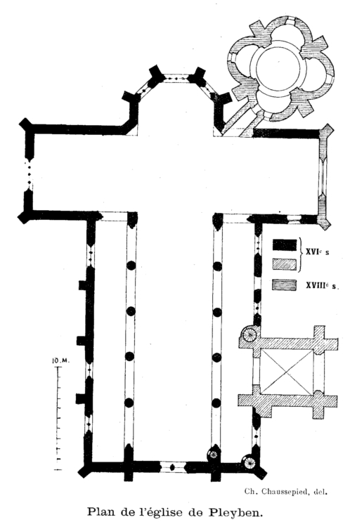 Plan de l'glise de Pleyben (Bretagne).