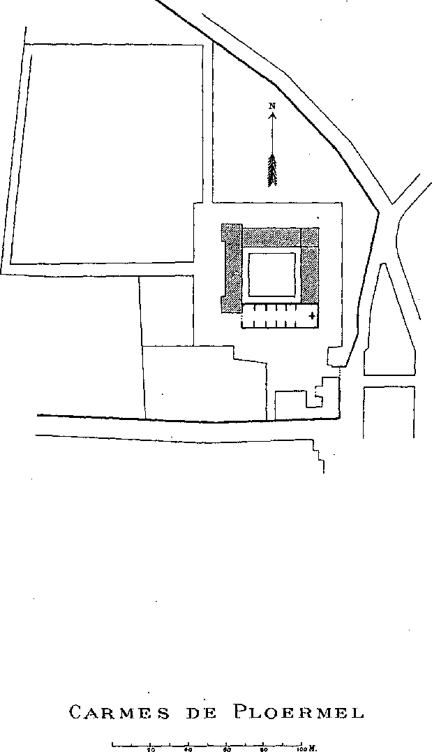 Plan du couvent des Carmes de Plormel (Bretagne).