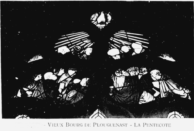 Ancienne glise de Plouguenast (Bretagne) : panneau de la Pentecte.