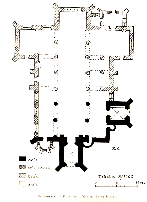 Plan de l'glise Saint-Miliau de Ploumilliau (Bretagne)