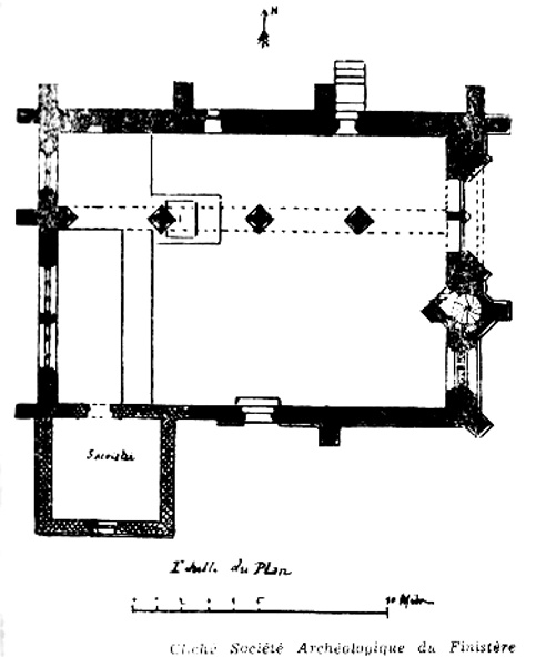 Plan de la chapelle de Saint-Jean-Balanant  Plouvien (Bretagne).