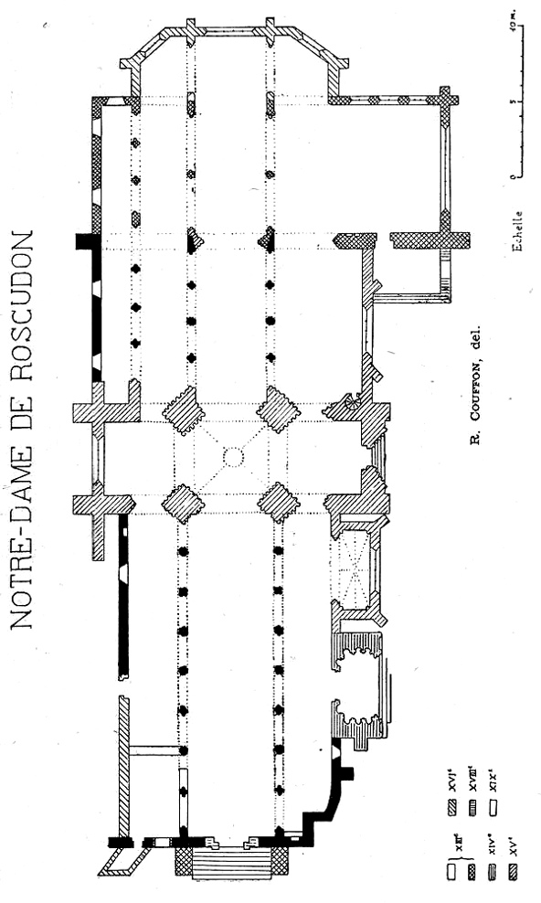 Plan de l'glise Notre-Dame de Roscudon  Pont-Croix (Bretagne).