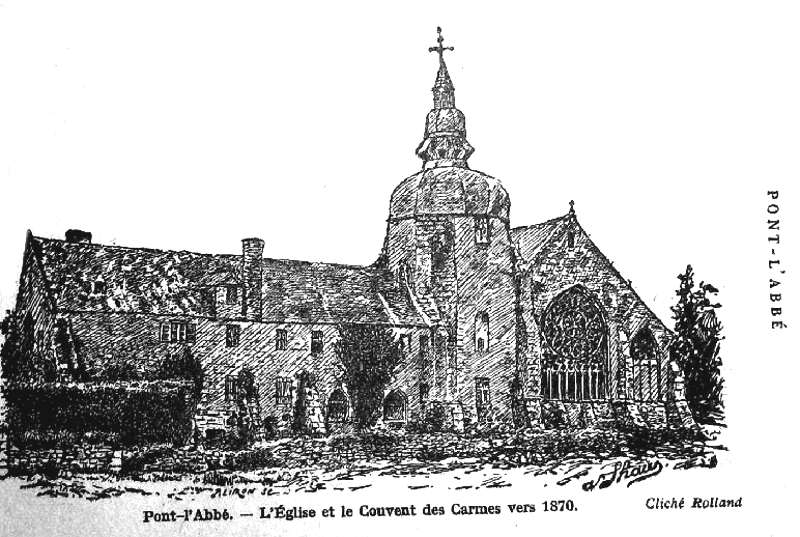 Ville de Pont-l'Abbé (Bretagne) : église et couvent des Carmes.