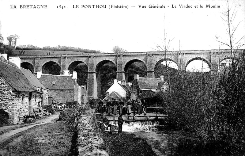 Viaduc et moulin du Ponthou (Bretagne).