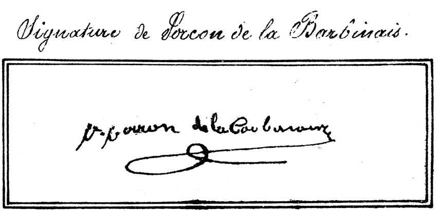 Signature de Porcon de la Barbinais