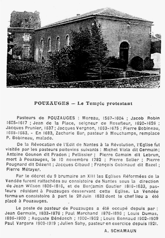 Le temple protestant de Pouzauges (Vende).