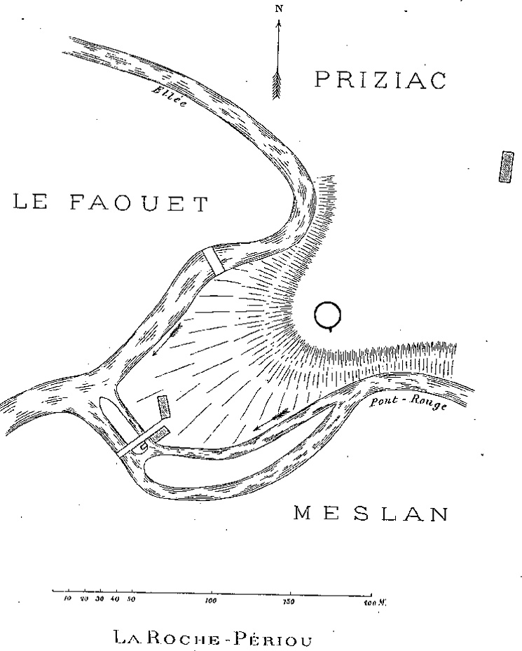 Plan du chteau de la Roche-Priou  Priziac (Bretagne).