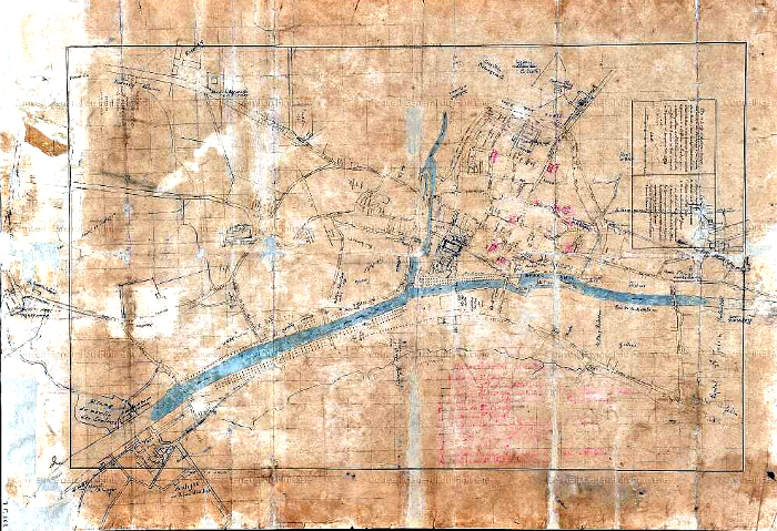 Plan de Quimper (Bretagne) dat de1764.