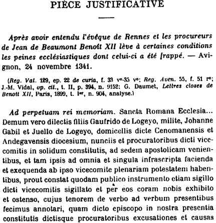 Ranne : Acte de Benoit XII concernant Jean de Beaumont (partie 1)