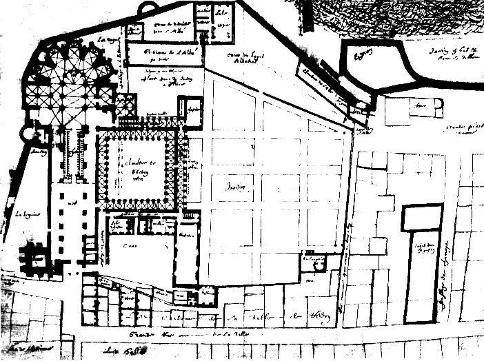 Ville de Redon : plan de l'glise et abbaye (vers 1650).