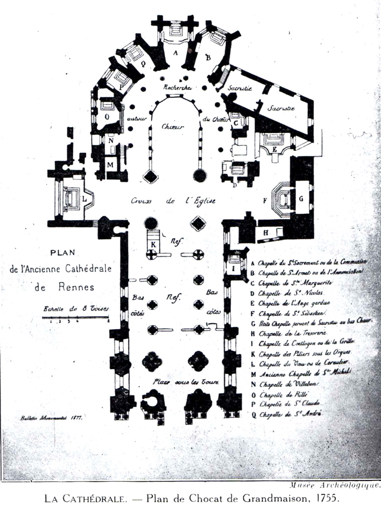 Rennes : plan de la cathdrale de Rennes