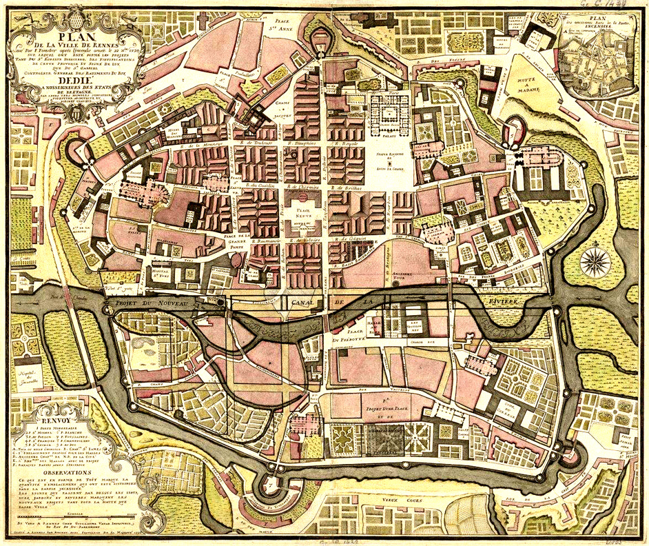 Plan de la ville de Rennes en 1726, par Robelin