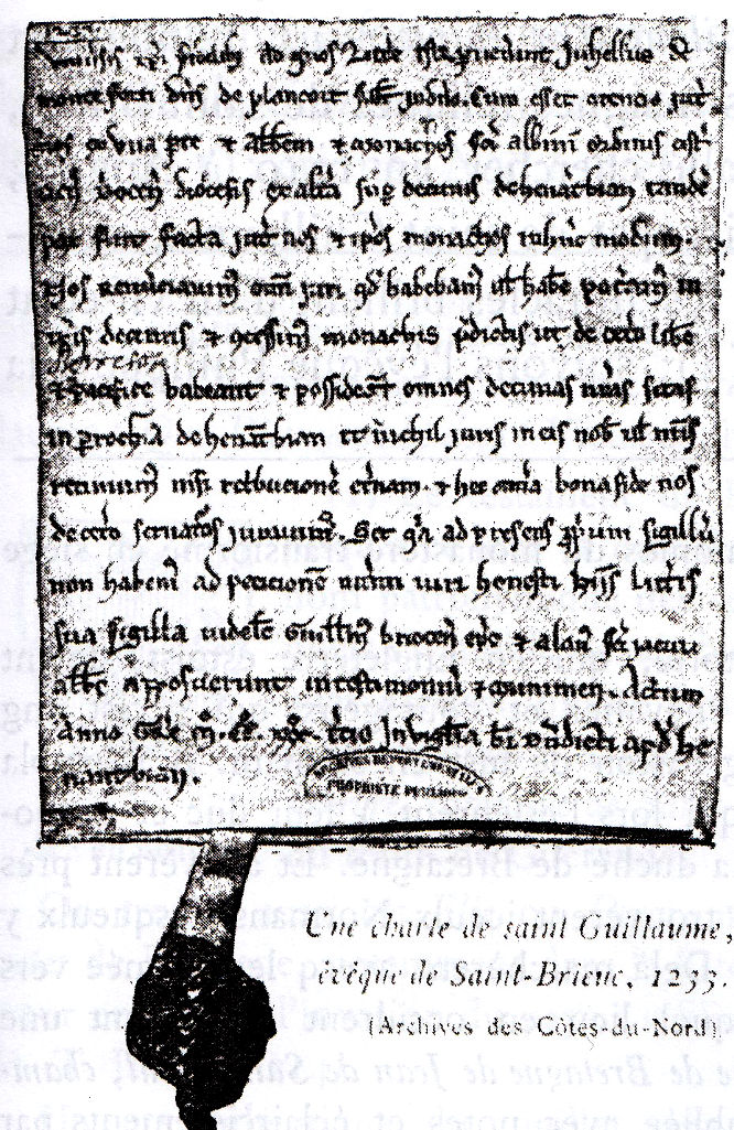Charte (1233) de saint Guillaume, évêque de Saint-Brieuc.