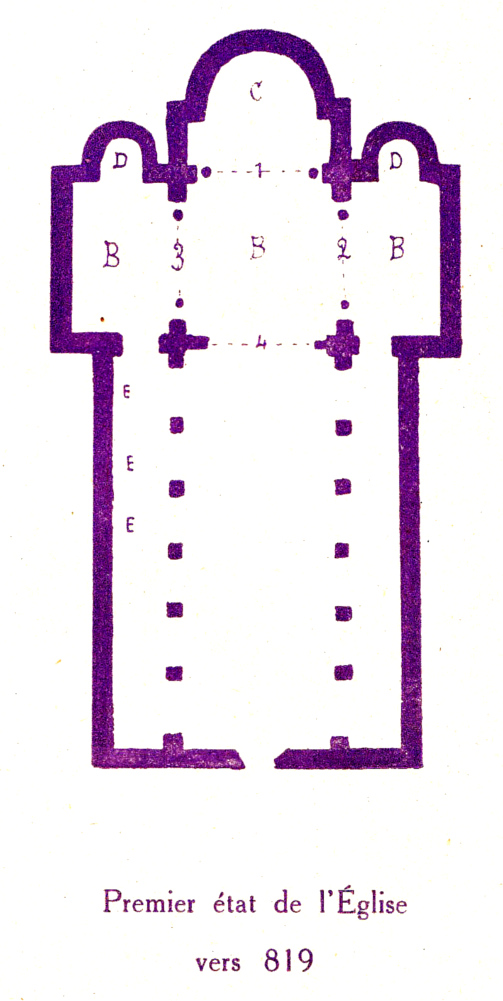 Premier tat de l'glise carolingienne de Saint-Philbert-de-Grandlieu (vers 819).