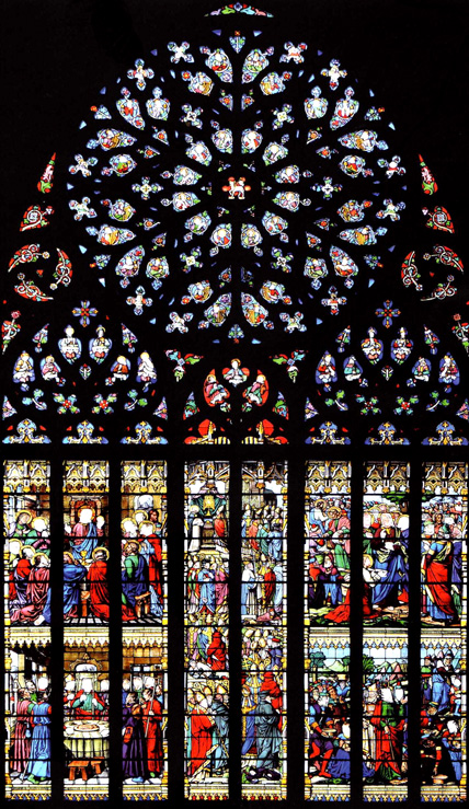 Saint-Brieuc (Bretagne) : cathédrale Saint-Etienne (vitrail du Saint-Sacrement)