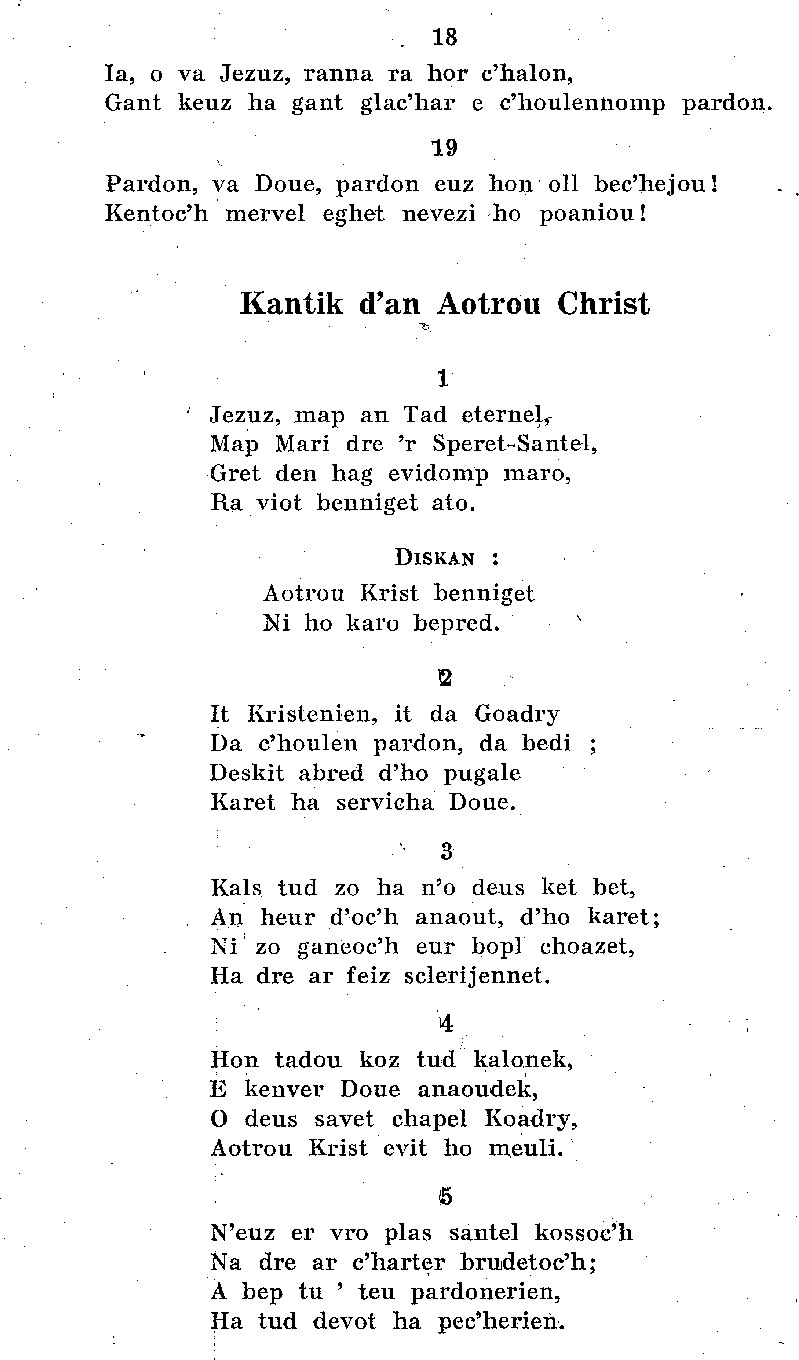 Scar-Coadry (Bretagne) : cantiques bretons.