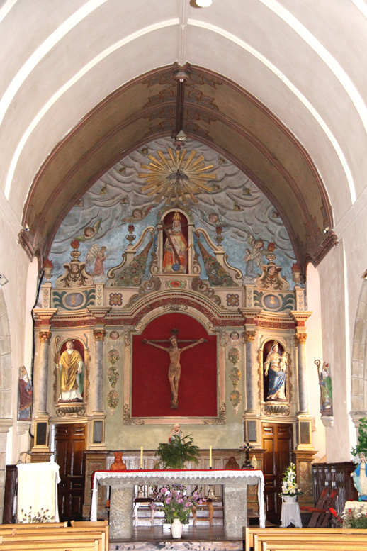 Retable du matre-autel de l'glise Saint-Brandan  Trgrom, en Bretagne