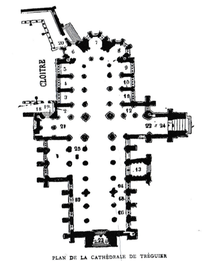 Plan de la cathdrale de Trguier (Bretagne).