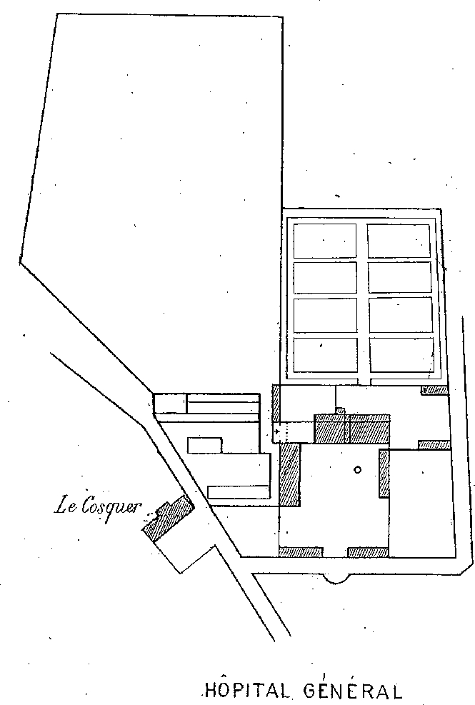 Plan de l'ancien hpital gnral de Vannes (Bretagne).