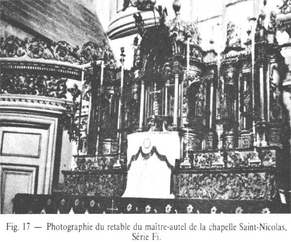 Vitré (Bretagne) : retable du maître-autel de la chapelle Saint-Nicolas.