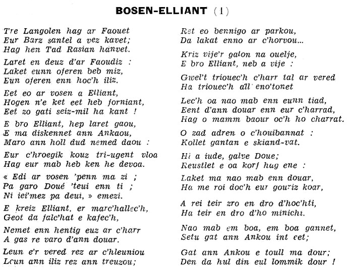 Littérature bretonne : Bosen-Elliant.